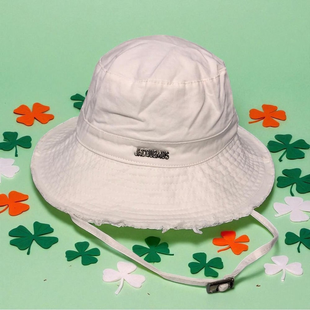 💫Jacquemus White Wide-Brimmed Hat 💫with Chin Strap